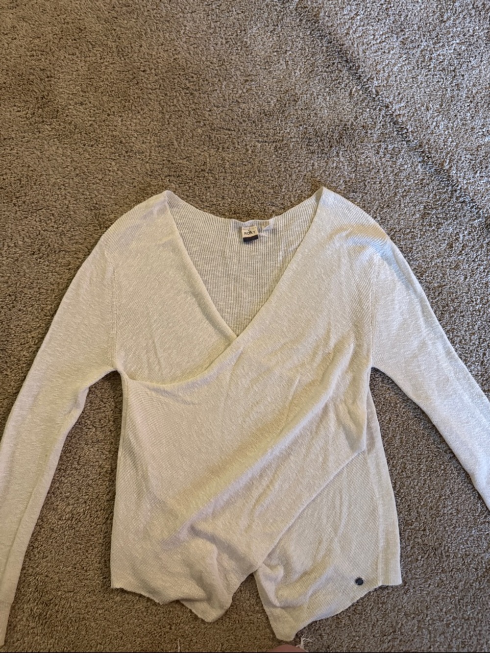 Roxy Cream Surplice Long Sleeve Knit Top